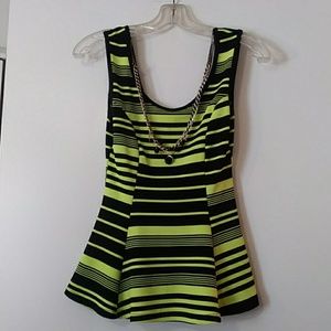 Stripped lime green and black top